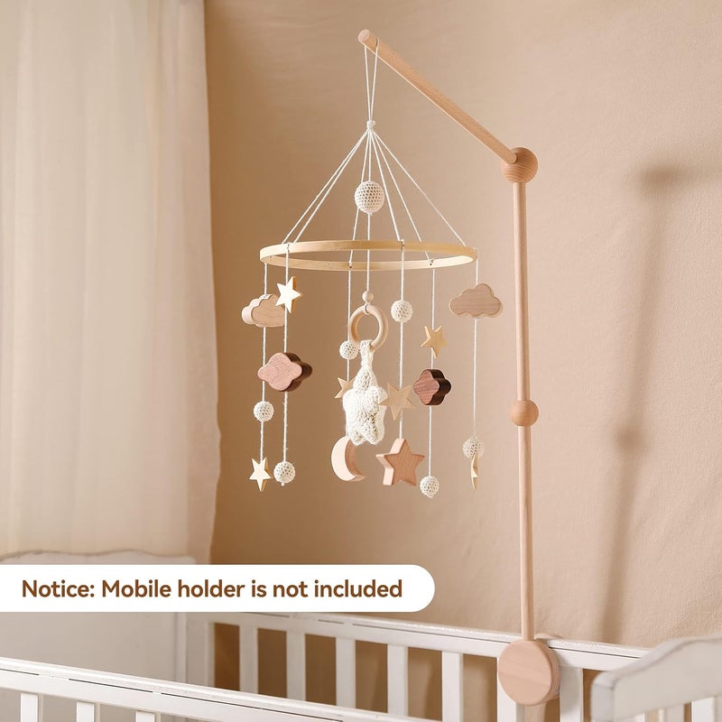 let's make Baby Crib Mobile for Boys Girls| Boho Nursery Mobile| Gender Neutral Hand-Crocheted Mobile| Ceiling Mobile - Stars, Clouds, Moon - Image 3